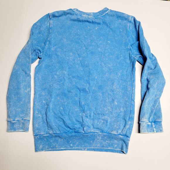 The Simpsons Bart Headplant Skateboarding Blue Acid Wash Sweatshirt Mad Engine - Picture 2 of 8